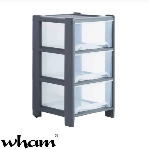 Wham Deep Drawer 3 Drawer Storage Unit – Black