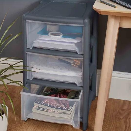 Wham Deep Drawer 3 Drawer Storage Unit – Black