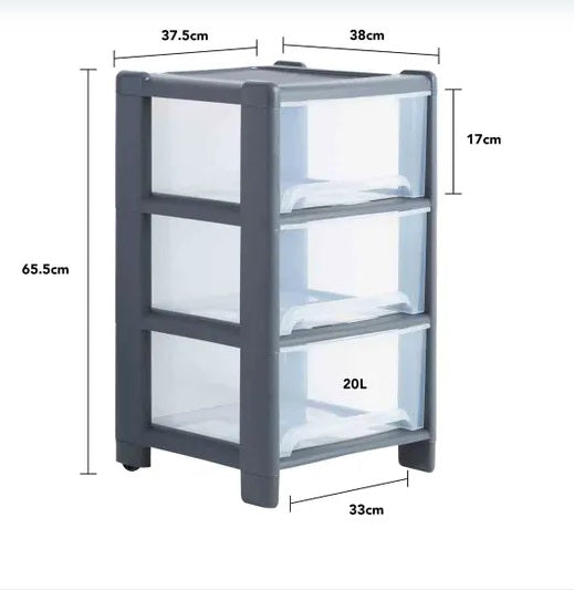 Wham Deep Drawer 3 Drawer Storage Unit – Black