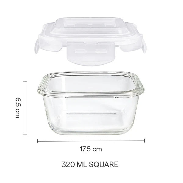 Borosil Klip-N-Store Square 320 ml