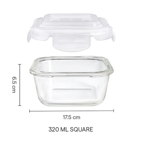 Borosil Klip-N-Store Square 320 ml