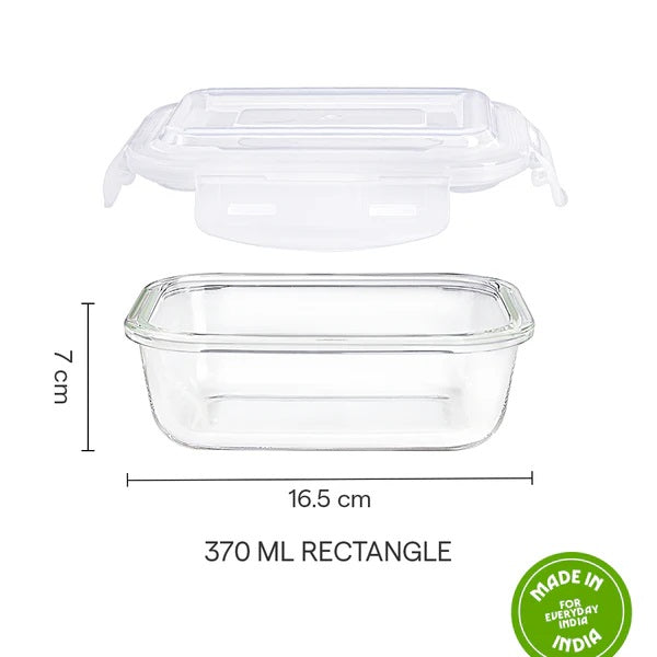 Borosil Klip-N-Store Rectangular 370 ml