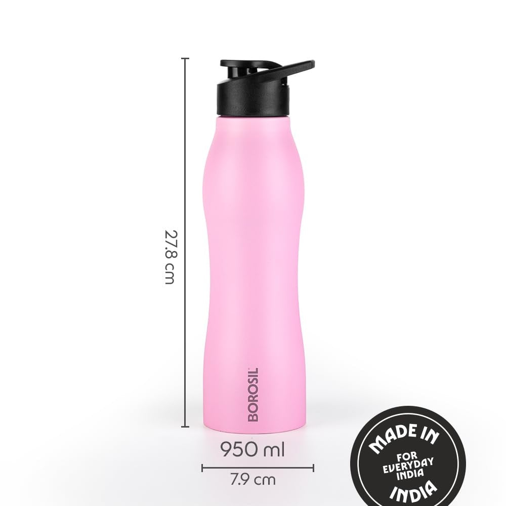 Borosil Hydra GripnSip Pink 950 ML