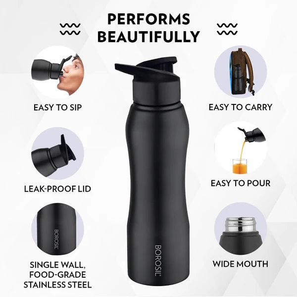 Borosil Hydra GripnSip Black 1 L