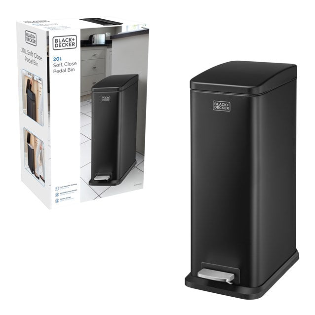 Black and Decker 20 L Slim Bin - Black
