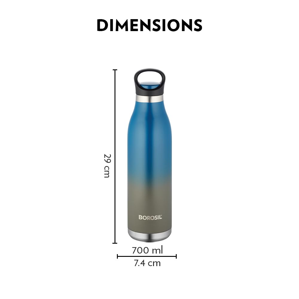 Borosil Colourcrush Flask - 700ml - Blue