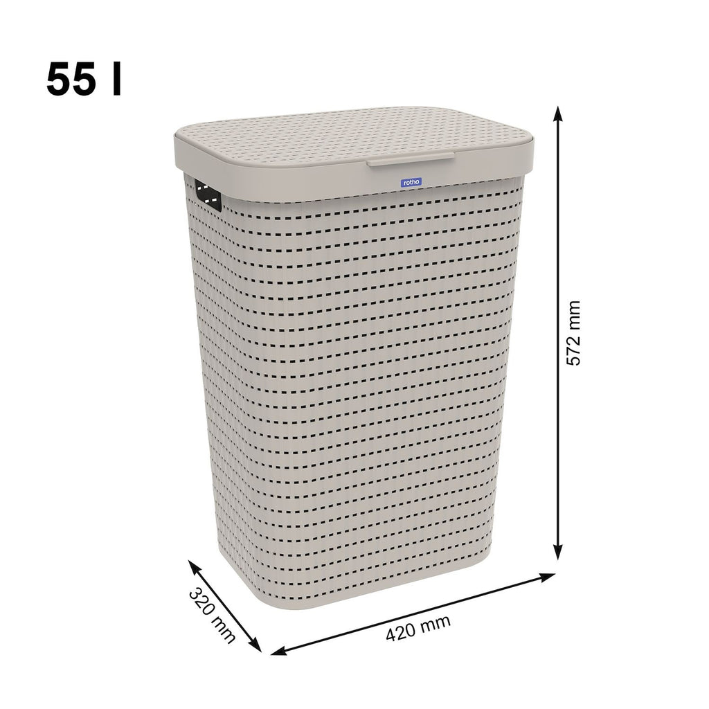 Rotho Country Laundry Hamper 55 L – Beige