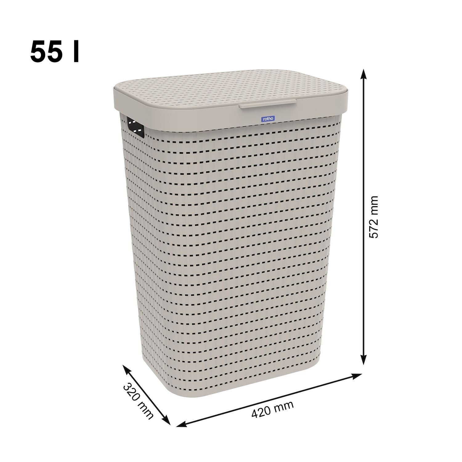 Rotho Country Laundry Hamper 55 L – Beige