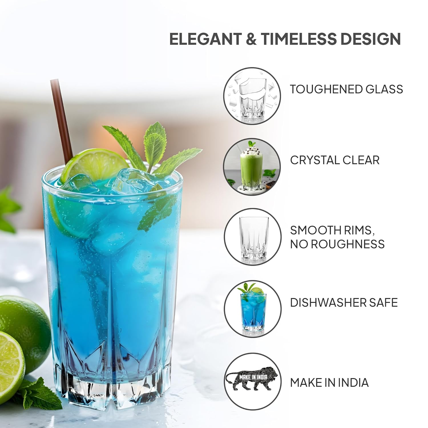 Cello Estonia Glass Tumbler 250ml - 6 pcs