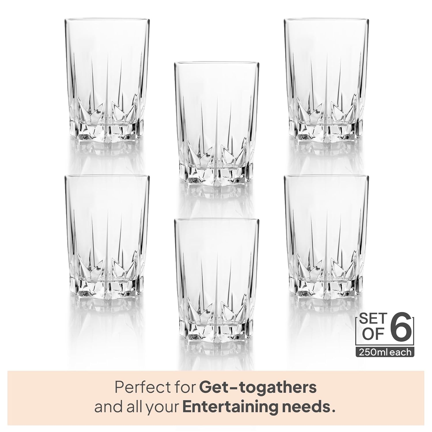Cello Estonia Glass Tumbler 250ml - 6 pcs