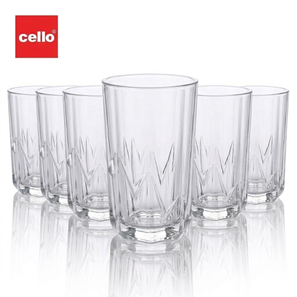 Cello GEM Highball Glass Tumbler 300 ml – 6 PCS Set