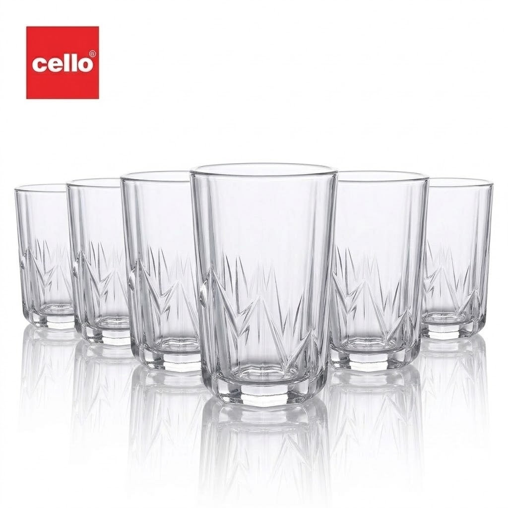 Cello Gem Highball Glass Tumbler 200 ml – 6 PCS Set