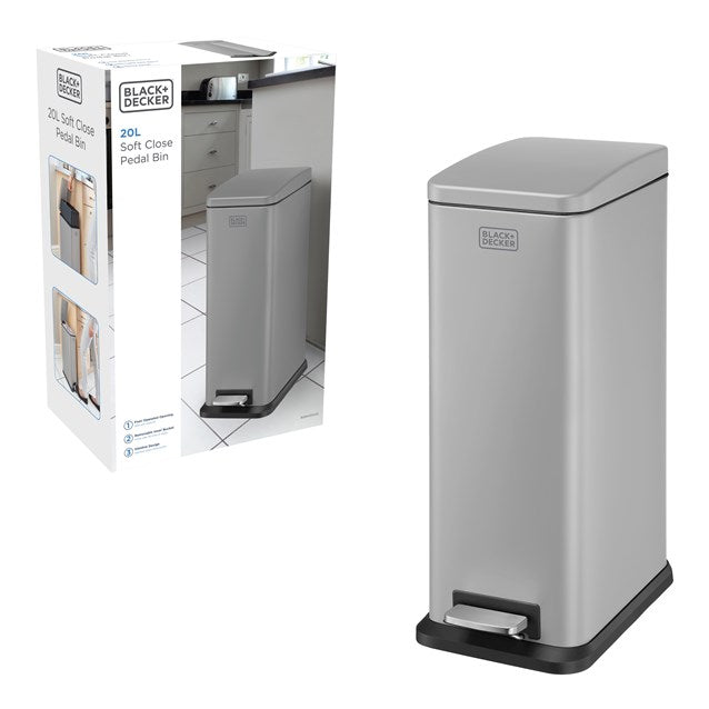 Black and Decker 20 L Slim Bin - Grey