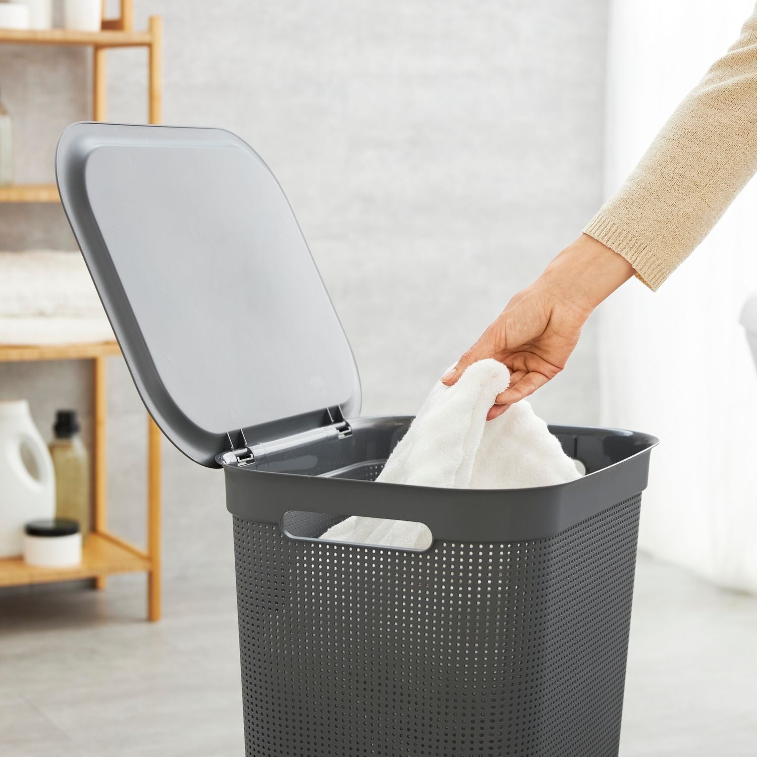 Rotho Brisen Laundry Hamper 50 L – Grey