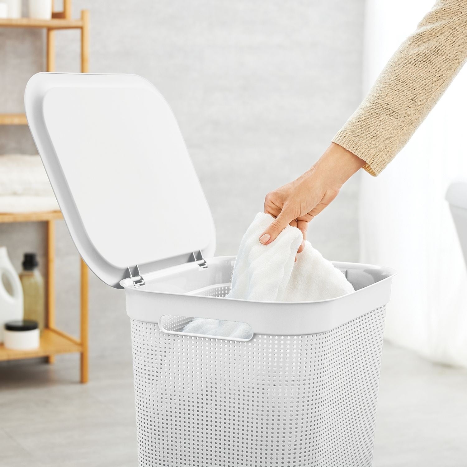 Rotho Brisen Laundry Hamper 50 L – White