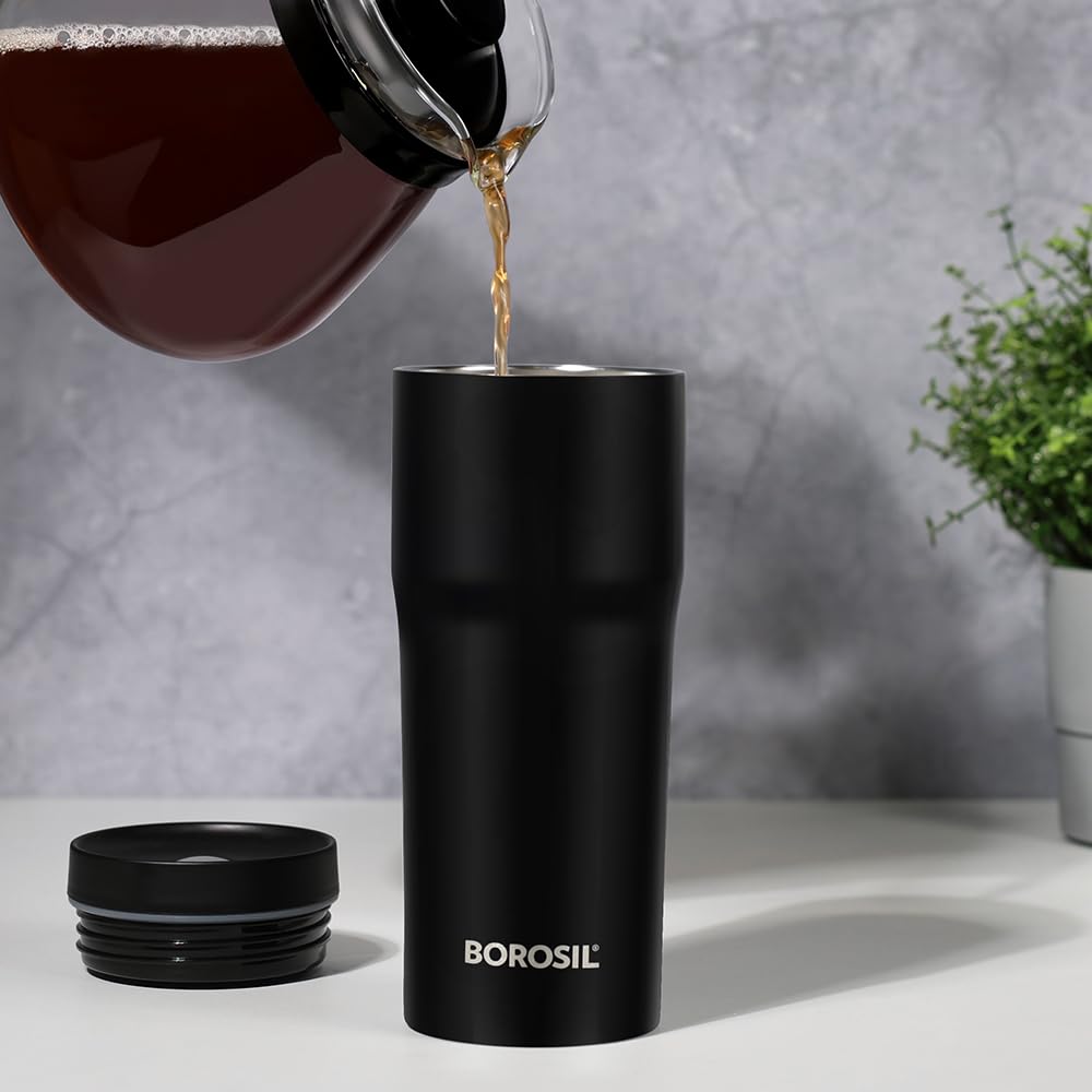 Borosil Hike Tumbler Flask - 500 ml - Black