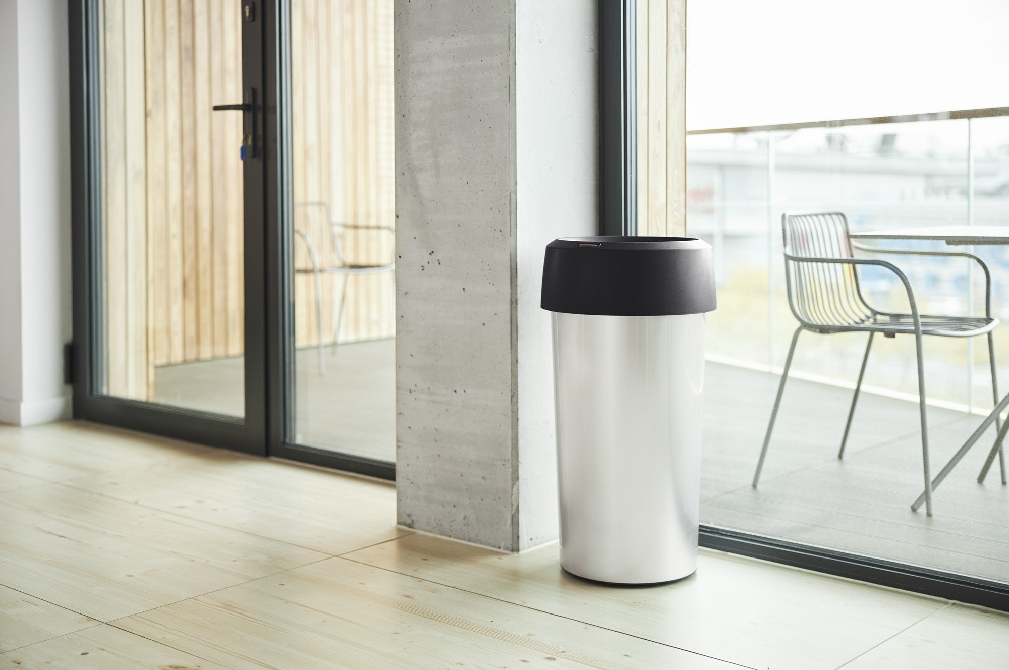Rotho Iris Round Bin Silver 50 L