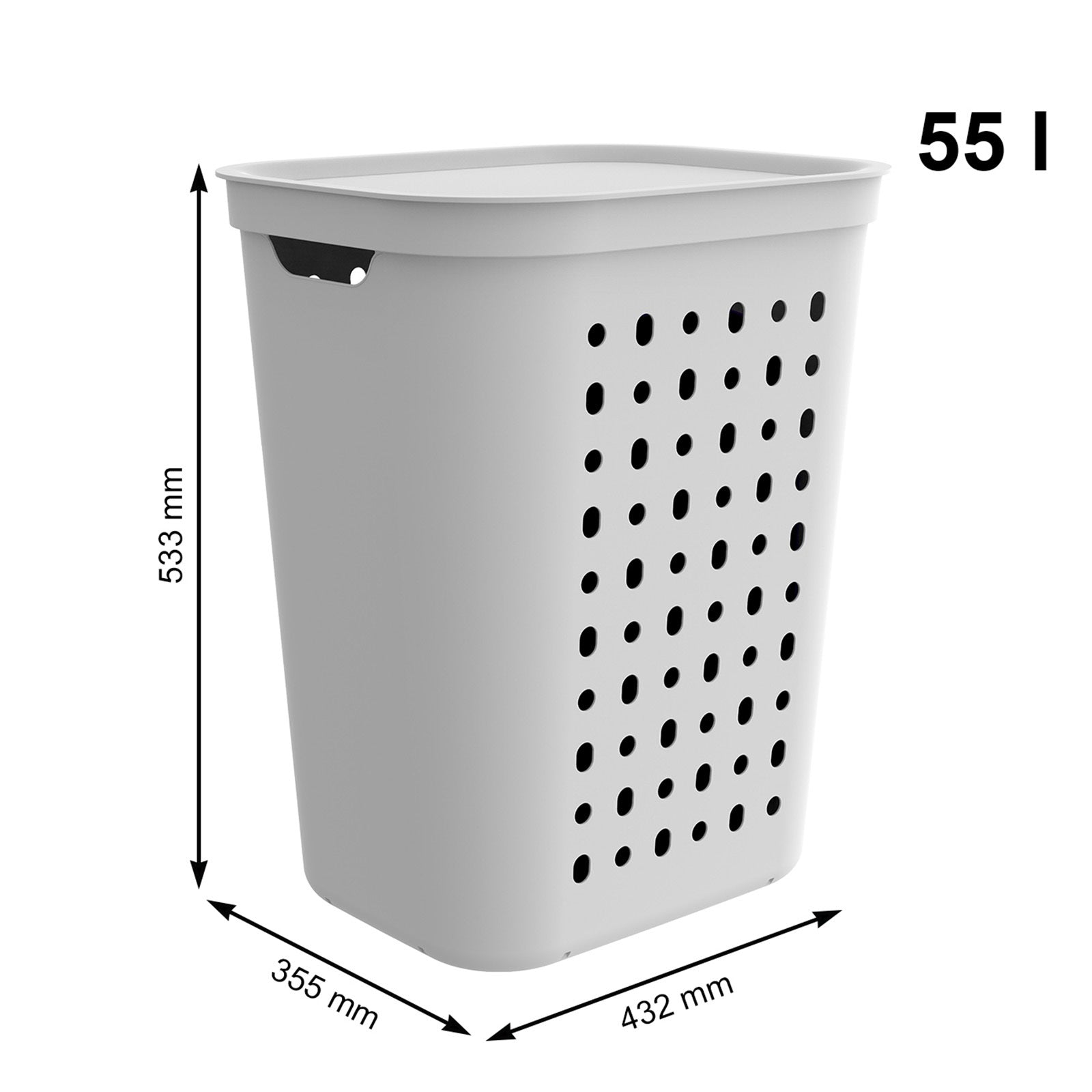 Rotho Jona Laundry Hamper 55 L – White