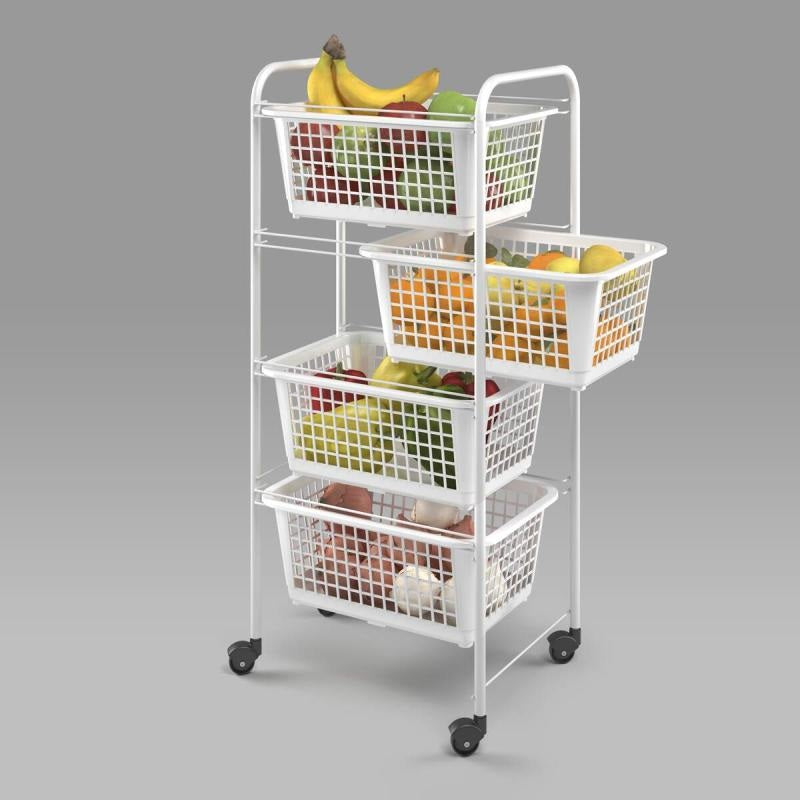 Metaltex Miami 4 Tier Rolling Cart ( Removable Baskets )