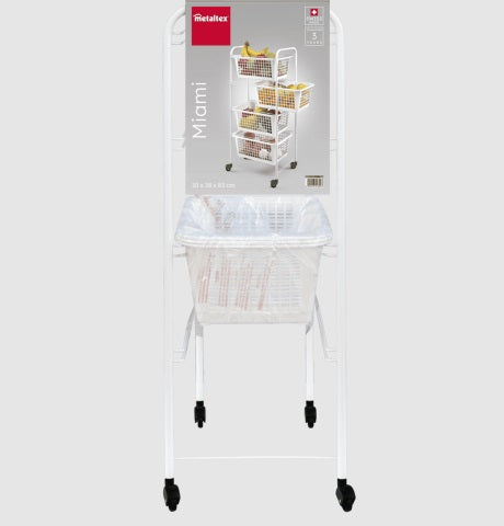 Metaltex Miami 4 Tier Rolling Cart ( Removable Baskets )