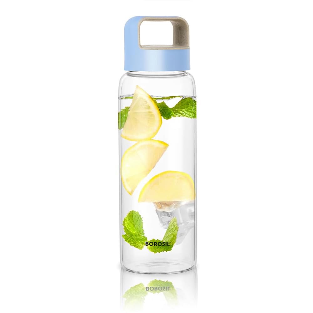 Borosil Neo Glass Bottle 550ml - Blue