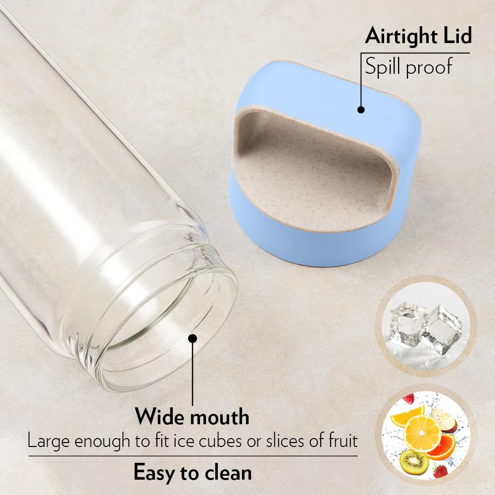 Borosil Neo Glass Bottle 550ml - Blue