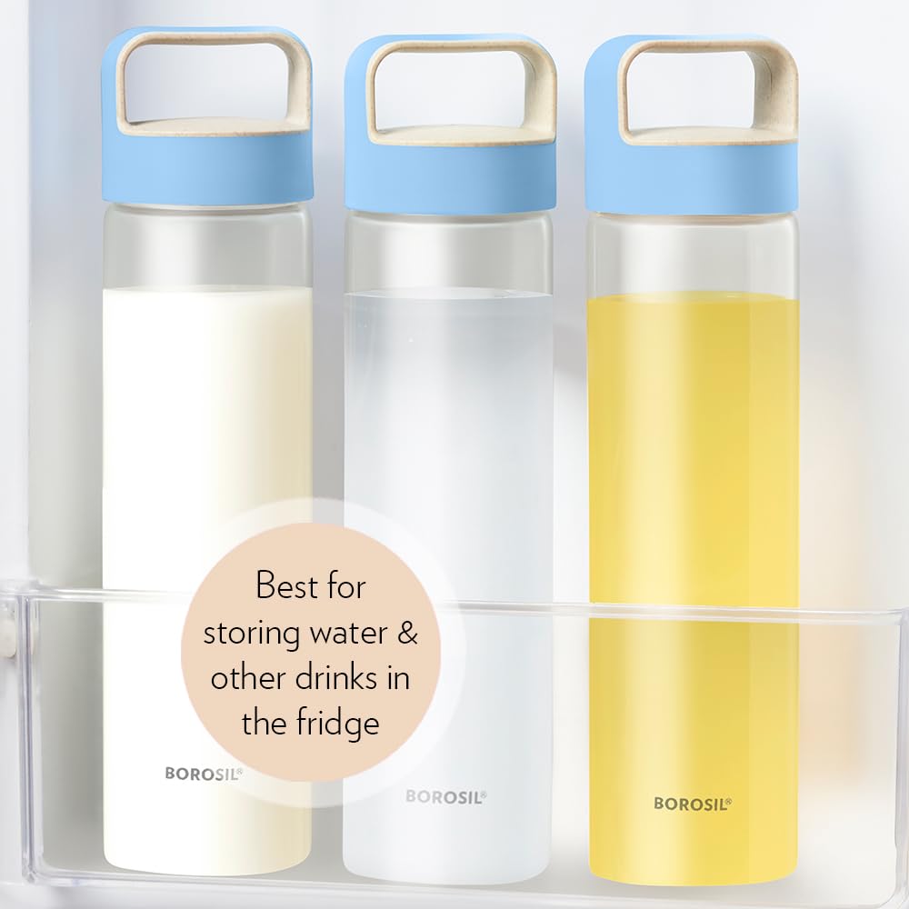 Borosil Neo Glass Bottle 550ml - Blue