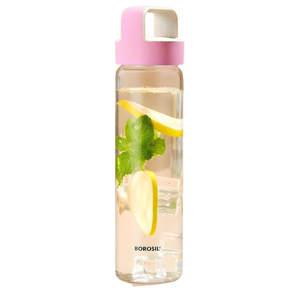 Borosil Neo Glass Bottle 550ml - Pink