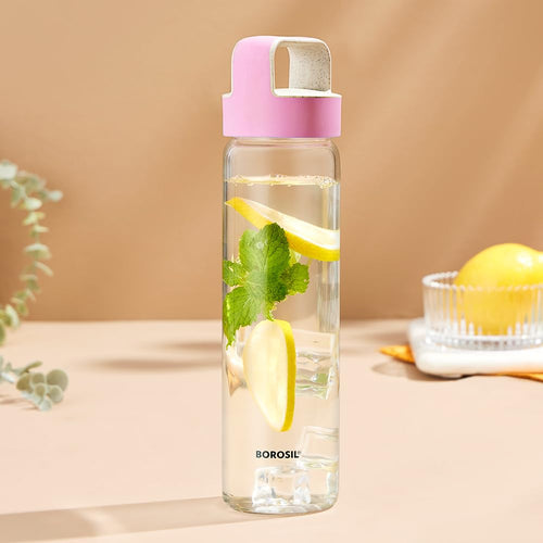 Borosil Neo Glass Bottle 550ml - Pink