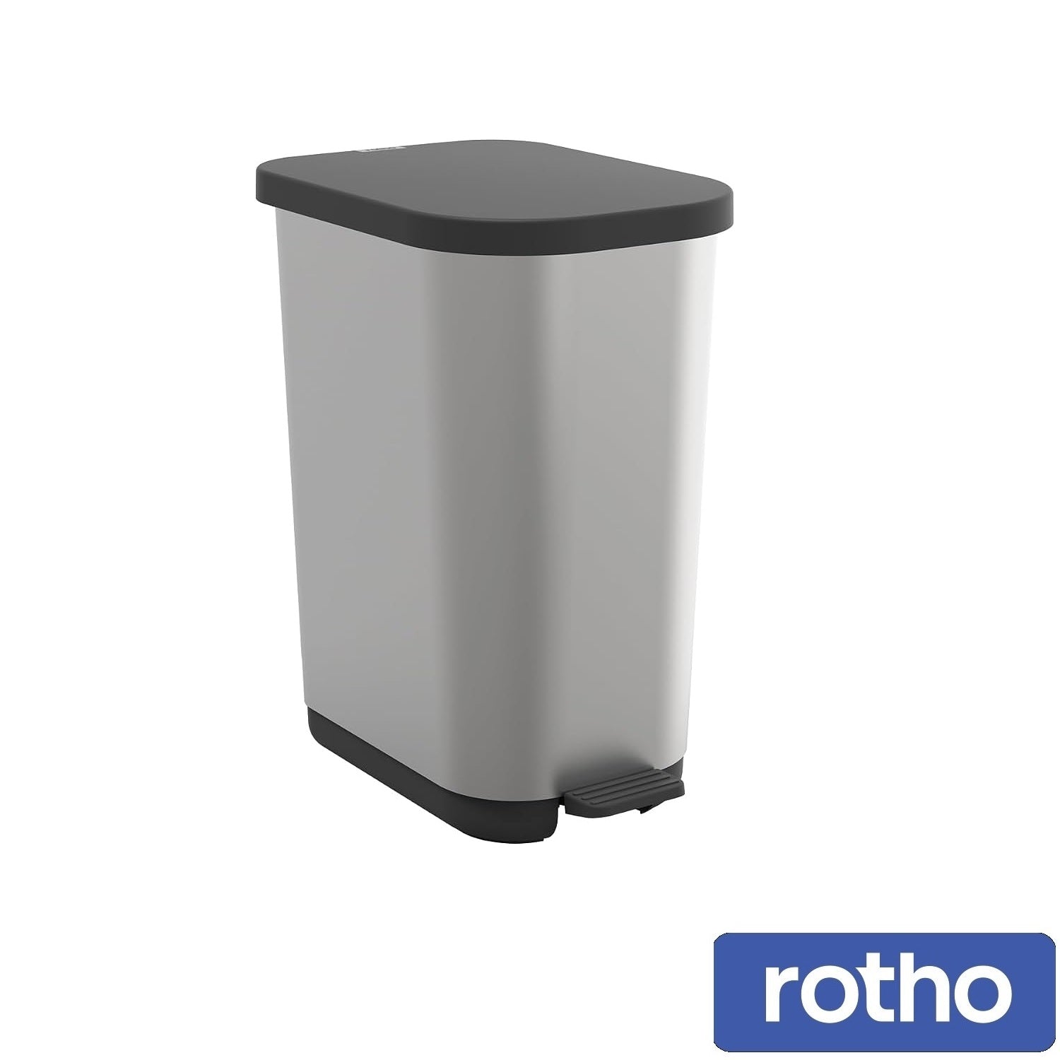 Rotho Paso Pedal Bin Silver 35 L
