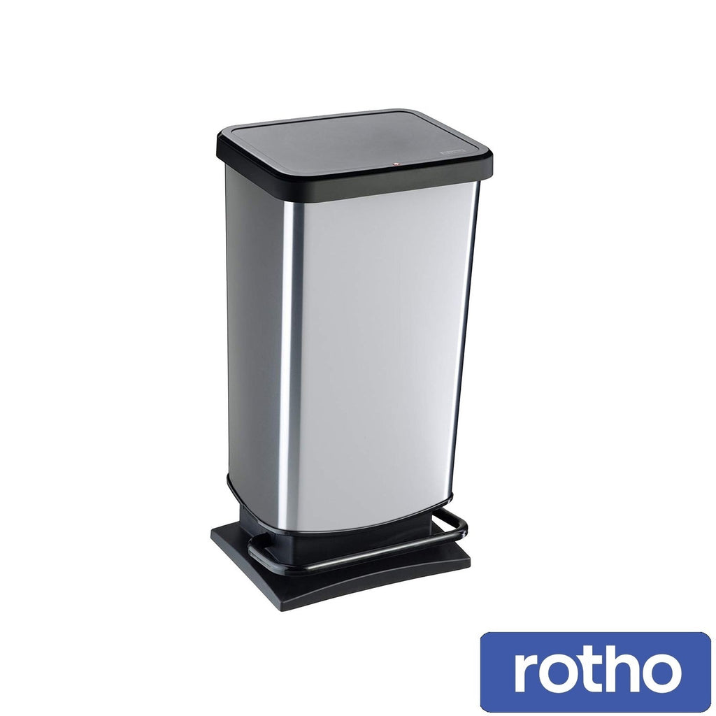Rotho Paso Pedal Bin Silver 40 L