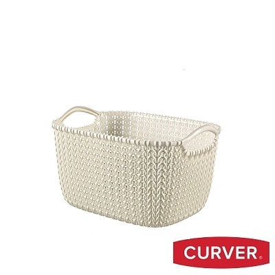 Curver Knit Small Rectangular Basket – White