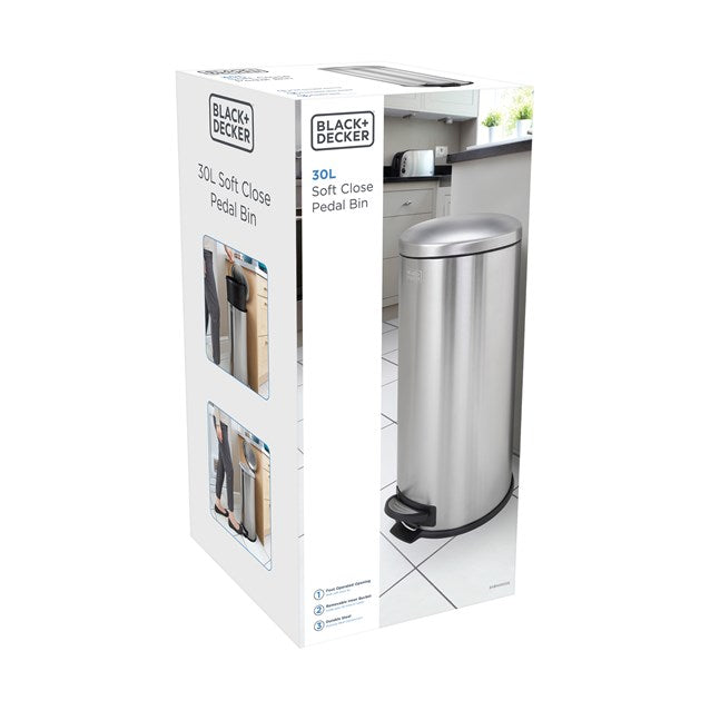 Black and Decker 30 L Dome Bin - Stainless Steel