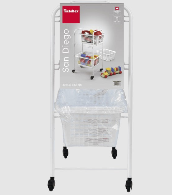 Metaltex San Diego 3 Tier Rolling Cart ( Removable Baskets )