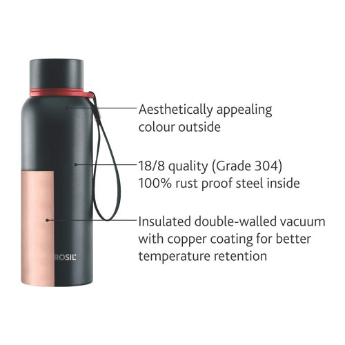 Borosil Trek Flask - 500 ml - Black