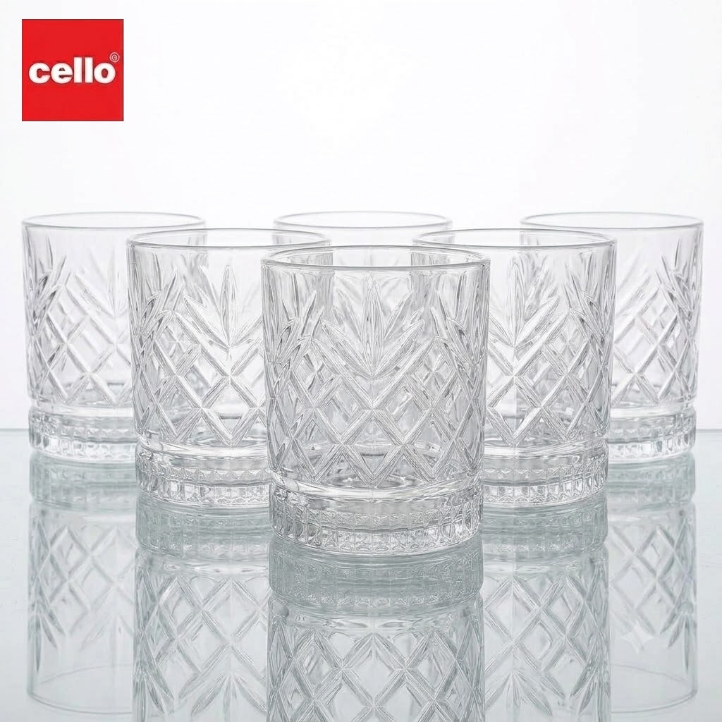 Cello Trinity Glass Tumbler 215 ml – 6 PCS Set
