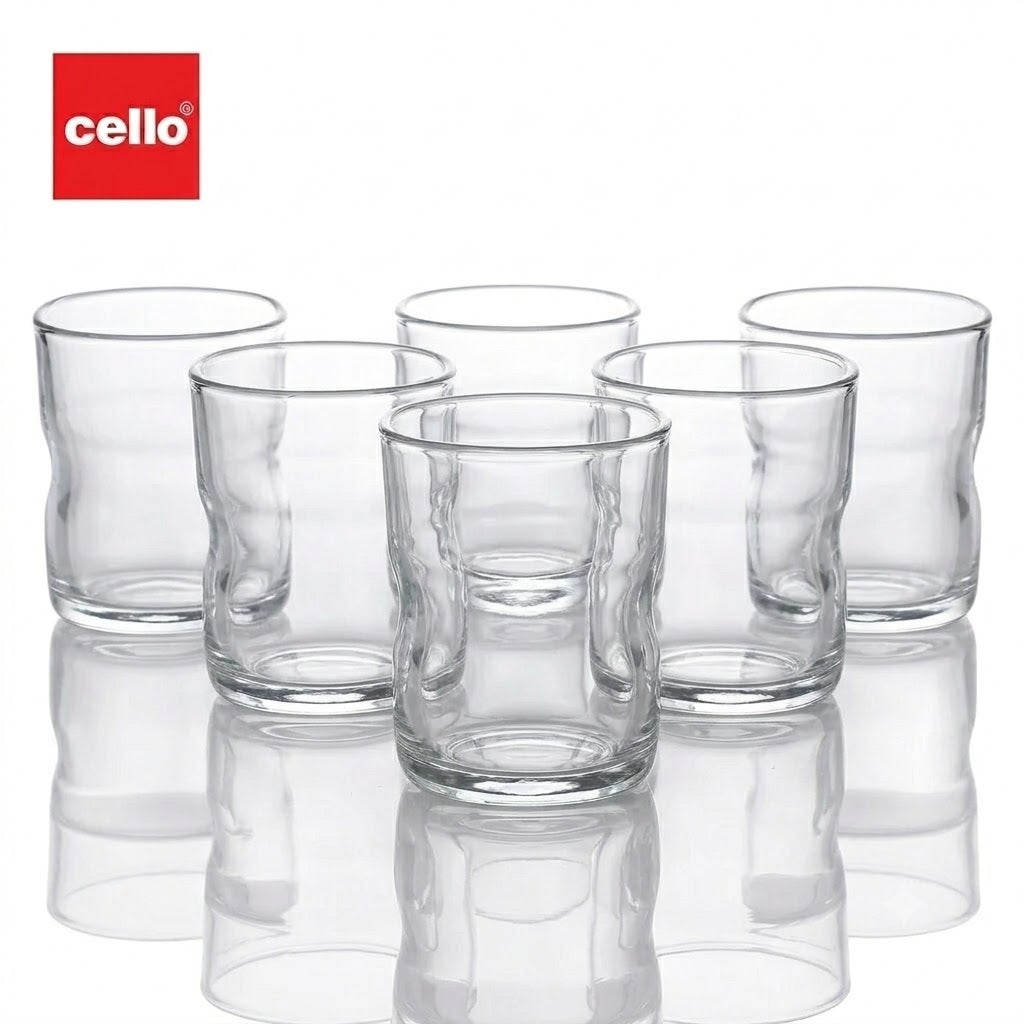 Cello Grip Glass Tumbler Set 255 ml - 6 Pieces