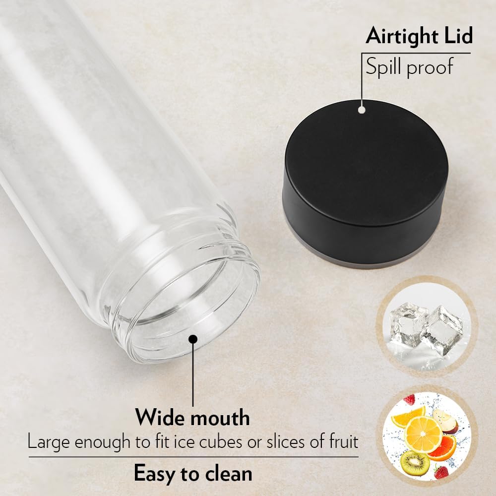 Borosil Neo Glass Bottle With Silver Lid -550ml
